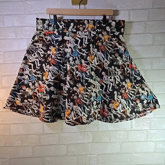 Folter Zombie Print Short Cotton Circle Skirt Size 2X ~ Halloween, Spooky, Retro - Picture 3 of 8